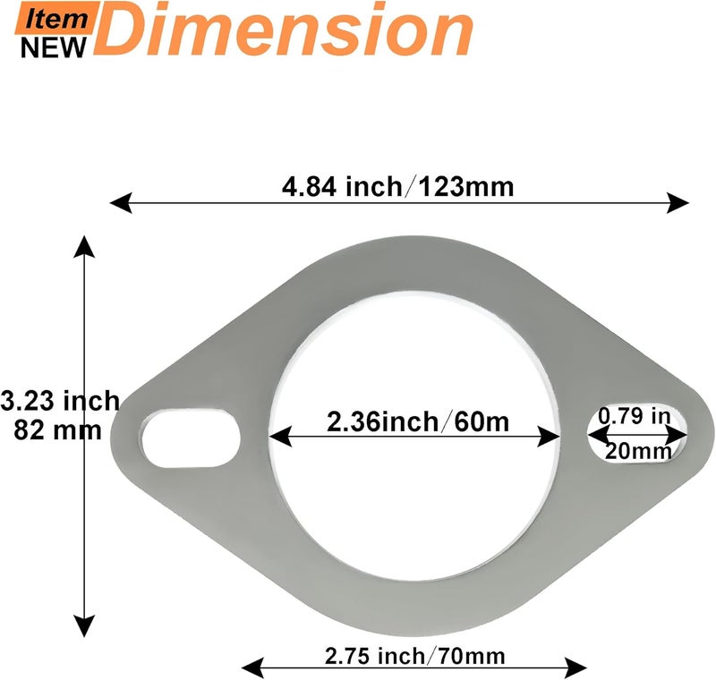 Simnliras Store 2 Bolt 2.25 inch/60mm Exhaust Flange Connection Kit Corrosion Proof Exhaust Flange & Exhaust Gasket Kit with Bolts & Nuts for 60mm Downpipe(2 Pcs Flange) - Image 2